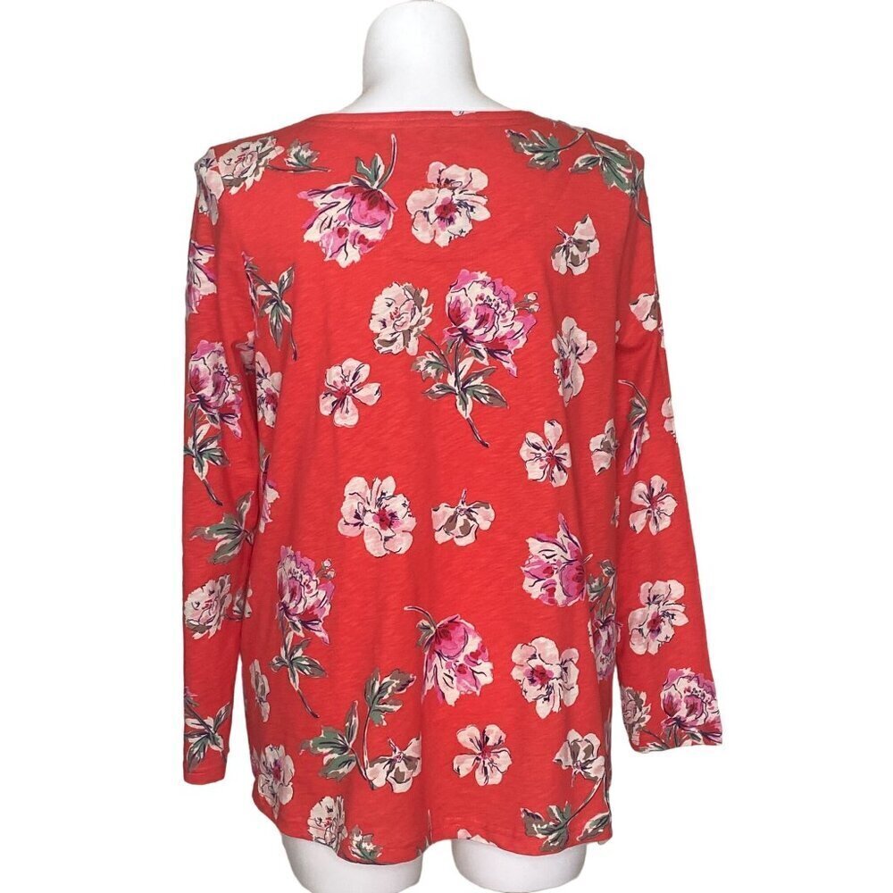 Joules Harbour Red Floral Print Light Swing Top, Long Sleeve Women's Size US 14 - Picture 5 of 13